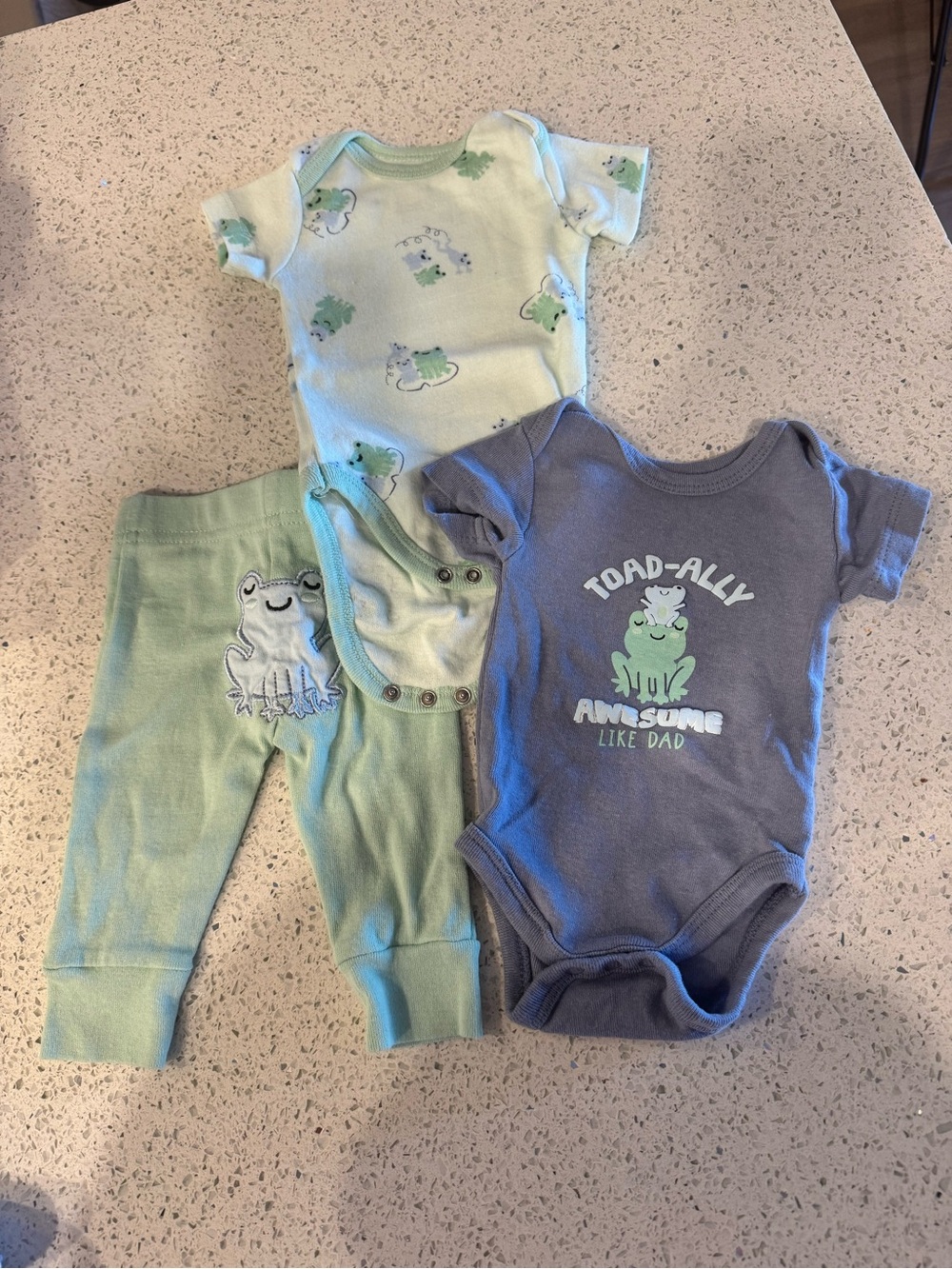 Frog-Themed Baby Bodysuit & Pant Set - Green & Blue